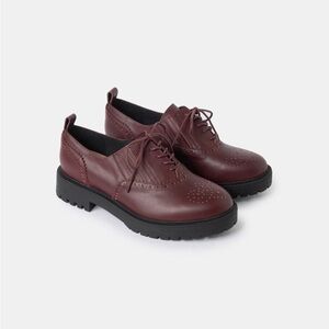 WYDR Studios Jenna Oxfords Wine‎ Leather Shoes NIB Size 10